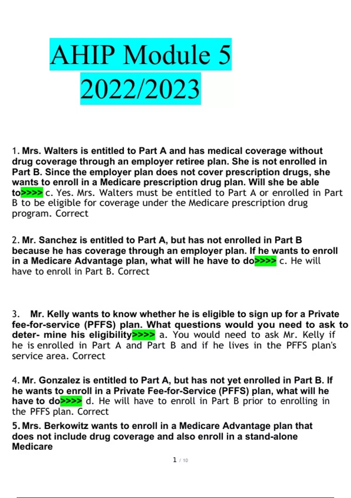 Ahipmodule5 questions with complete solutions AHIP 2023 Stuvia US