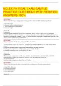 NCLEX PN REAL EXAM SAMPLE  PRACTICE QUESTIONS WITH VERIFIED  ANSWERS 100%