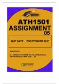 ATH1501 ASSIGNMENT 05 DUE 13 OCTOBER2023