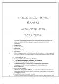 NRSG 3302 FINAL EXAMS QNS AND ANS 20232024.