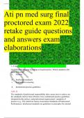 Ati pn med surg final proctored exam 2022 retake guide questions and answers exam elaborations