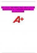 ATI TEAS 7 READING 2023; REAL EXAM QUESTIONS & ANSWERS /GRADE A+ GUARANTEED