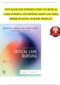 TEST BANK For Introduction to Critical Care Nursing 8th Edition by Mary Lou Sole; Deborah Goldenberg Klein | Verified Chapter's 1 - 21 | Complete