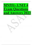 MN551- UNIT 4 Exam Questions and Answers 2023