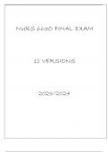 NURS 6630 FINAL EXAM 11 VERSIONS 20232024.NURS 6630 FINAL EXAM 11 VERSIONS 20232024.