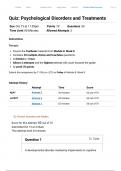  PSYC 101 Quiz: Psychological Disorders and Treatments Fall 2023 Scored 62 out of 70