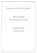 NSG 6005 FINAL EXAM ADVANCED PHARMACOLOGY COMPLETE 20232024