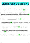 Completed LETRS All UNITS (1-8) Every Unit's Sessions (LETRS Complete different test versions/Answered ) providing the background, depth of knowledge, and tools to teach language and literacy skills to every student.