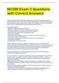 NU309 Exam 3 Questions with Correct Answers 