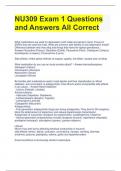 NU309 Exam 1 Questions and Answers All Correct 