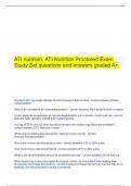   ATI nutrition, ATI Nutrition Proctored Exam Study Set questions and answers graded A+.