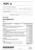 AQA A-level MATHEMATICS Paper 1 JUNE 2023