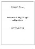 NR 327 EXAM POSTPARTUM PHYSIOLOGIC ADAPTATIONS 2 VERSIONS.