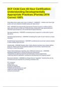 DCF Child Care 40 Hour Certification- Understanding Developmentally Appropriate Practices (Florida) 2016 Correct 100%
