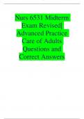 Nurs 6531 Midterm Exam Revised| Advanced Practice  Care of Adults  Questions and  Correct Answers,