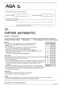 FURTHER MATHEMATICS Paper 2 Statistics