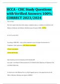 HCCA - CHC Study Questions with  Verified Answers 100% CORRECT 2023/2024 
