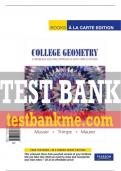 Test Bank For College Geometry: A Problem Solving Approach with Applications 2nd Edition All Chapters - 9780321656773