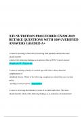 ATI NUTRITION PROCTORED EXAM 2019 RETAKE QUESTIONS WITH 100%VERIFIED ANSWERS GRADED A+.