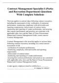 Contract Management Specialist I (Parks and Recreation Department) Questions With Complete Solutions