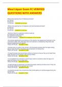 Maui Liquor Exam FC VERIFIED QUESTIONS WITH ANSWERS