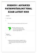 NURS 6501 ADVANCED PATHOPHYSIOLOGY FINAL EXAM LATEST 2023