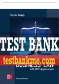 Test Bank For Business Law with UCC Applications, 16th Edition All Chapters - 9781264217939