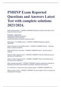 PMHNP Exam Reported  Questions and Answers Latest  Test with complete solutions 2023/2024