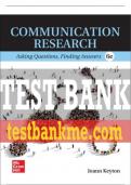 Test Bank For Communication Research: Asking Questions, Finding Answers, 6th Edition All Chapters - 9781266143724