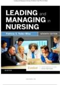 Test Bank for Leading and Managing in Nursing 7th Edition by Yoder Wise ( chapters 1-30) complete.