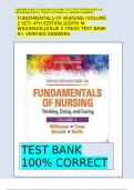 FUNDAMENTALS OF NURSING (VOLUME 2 SET) 4TH EDITION JUDITH M. WILKINSON,LESLIE S.TREAS TEST BANK A+ VERIFIED ANSWERS