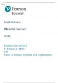 Pearson Edexcel GCE In Biology A (9BN0 02) Paper 2 Mark Scheme (Results) Summer 2023: Energy, Exercise and Coordination