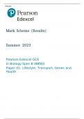 Pearson Edexcel GCE In Biology Spec B (8BN0) Paper 01 Mark Scheme (Results) Summer 2023: Lifestyle, Transport, Genes and Health :