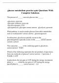glucose metabolism practice quiz Questions With Complete Solutions