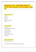 Business of IT - Project Management - C176, Exam Review, Full Coverage, rated A 2024 | 23 Pages