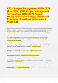 C722- Project Management, WGU C722 (Pre), WGU C722 Project Management Terminology, WGU C722 Project Management Terminology, WGU C722 Equations. Questions and answers, VERIFIED 2024 | 66 Pages