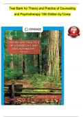 TEST BANK For Theory and Practice of Counseling and Psychotherapy 10th Edition by Corey| Verified Chapter's 1 - 16 | Complete