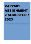 VAP2601  ASSIGNMENT  2 SEMESTER 1  2023 WITH ANSWERS 100% CORRECT