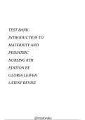 TEST BANK: INTRODUCTION TO MATERNITY AND PEDIATRIC NURSING 8TH EDITION BY GLORIA LEIFER LATEST REVISED VERSION