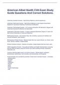 American Allied Health CVA Exam Study Guide Questions and Correct Solutions.