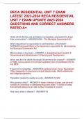 RECA RESIDENTIAL UNIT 7 EXAM  LATEST 2023-2024 RECA RESIDENTIAL  UNIT 7 EXAM UPDATE 2023-2024  QUESTIONS AND CORRECT ANSWERS  RATED A+