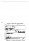 Pearson Edexcel Level 3 GCE Mathematics Advanced Subsidiary PAPER 22 JUNE 2023 QUESTION PAPER: Mechanics