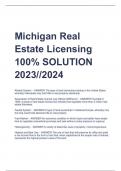 Michigan Real  Estate Licensing 100% SOLUTION  2023//2024