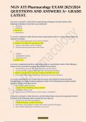 NGN ATI Pharmacology EXAM 2023/2024 QUESTIONS AND ANSWERS A+ GRADE LATEST.