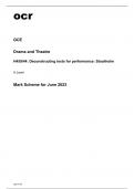 ocr A Level Drama and Theatre H459/44 Mark Scheme June2023.