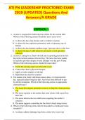 ATI PN LEADERSHIP PROCTORED EXAM 2019 (UPDATED) Questions And Answers/A GRADE VERSION 1 1. A nurse is assigned the following four clients for the current shift. Which of the following clients should the nurse assess first? A. A client who has a hip fractu