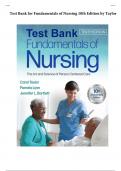 Test Bank for Fundamentals of Nursing 10th Edition by Taylor Chapter 1-47 | Complete Guide Newest Version 2023