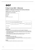 ocr GCSE Biology B (Twenty First Century Science) J257/04 Question Paper June2023.