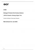 ocr GCSE Biology B (Twenty First Century Science) J257/03 Question Paper and Mark Scheme June2023.