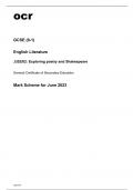 ocr GCSE English Literature J352/02 Mark Scheme June2023.